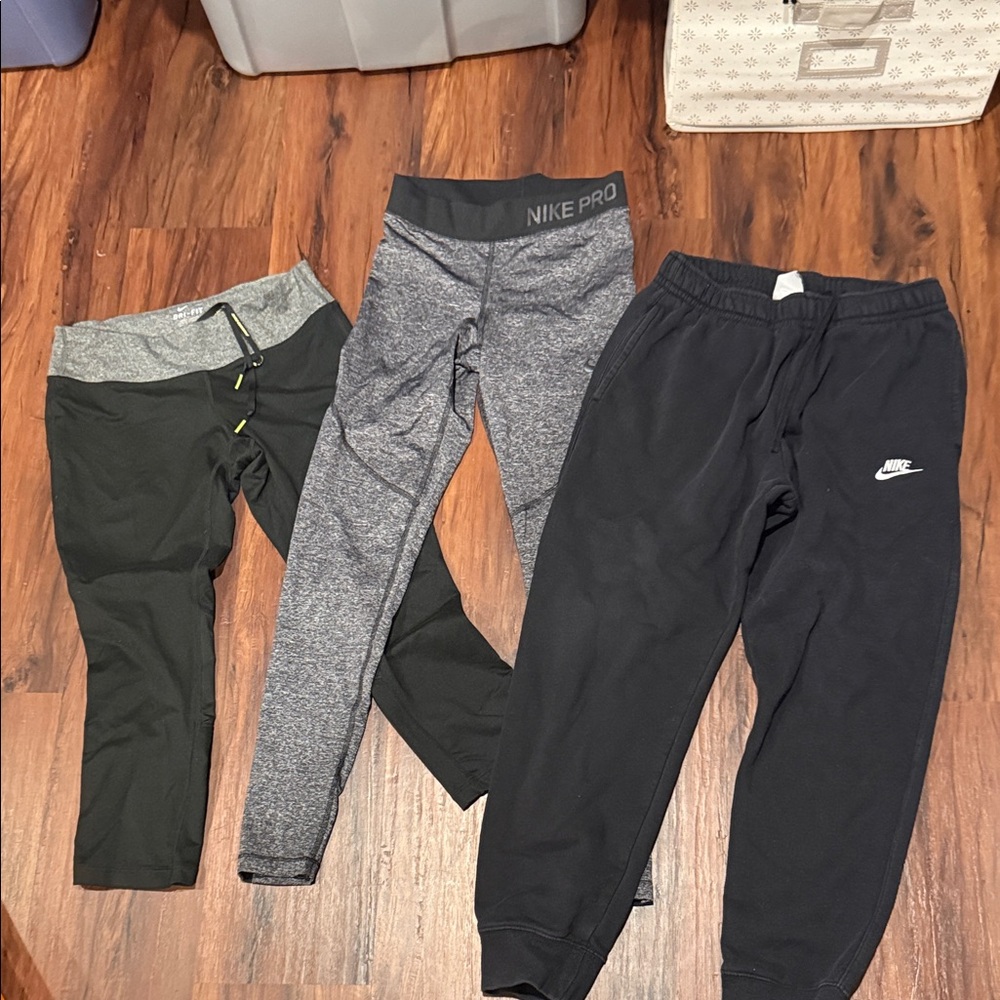 Nike Black, Gray, and Heather Leggings Trio